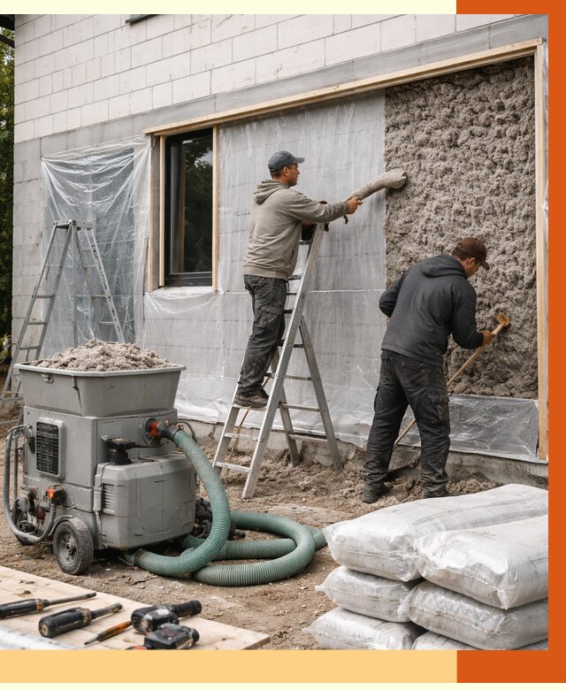 Утепление дома из газобетона эковатой в Дзержинске от 4575 руб./м2 | ТепломастерДзр