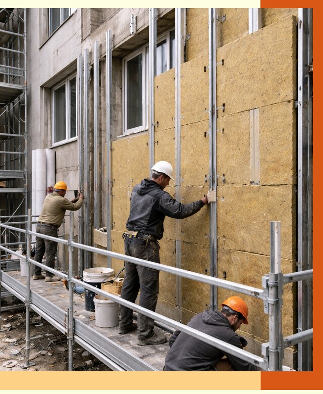 Утепление вентилируемого фасада в Дзержинске от 5694 руб/м2 — монтаж и утепление вентфасад | ТепломастерДзр